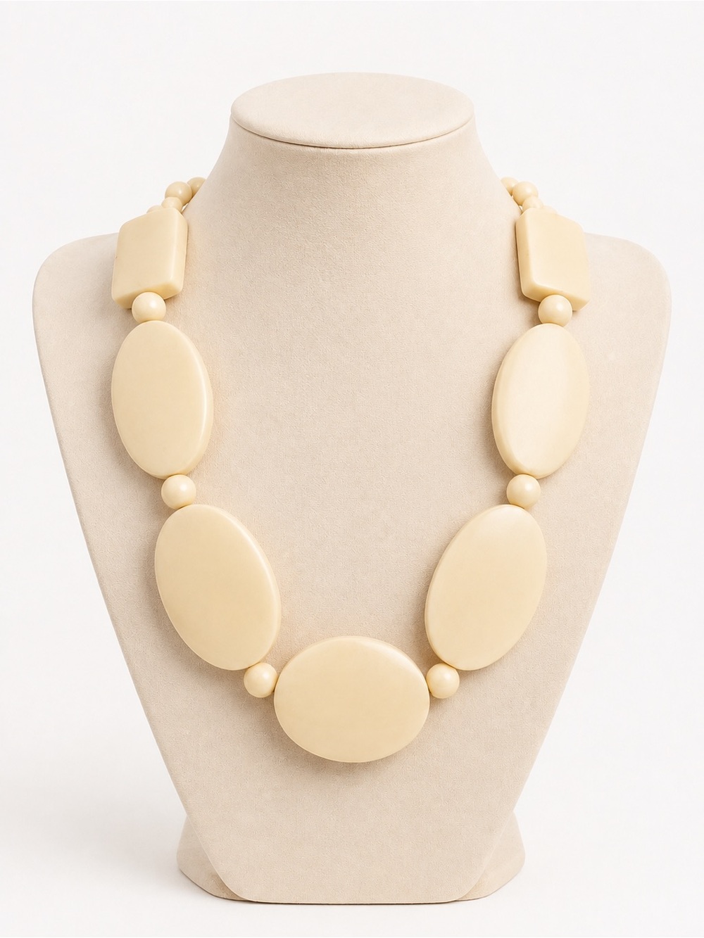 Cream Oval Statement Necklace - Women Jewelry